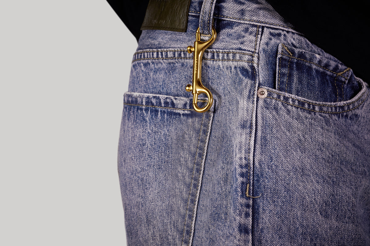Dual Clasp Keychain with Ocean Blue Zirconia signed Miles Chamley-Watson