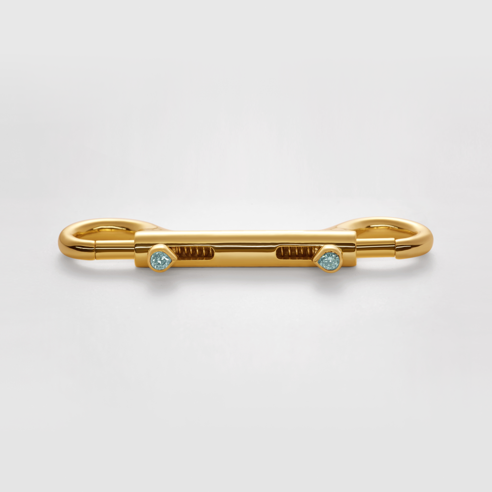 Dual Clasp Keychain with Ocean Blue Zirconia signed Miles Chamley-Watson