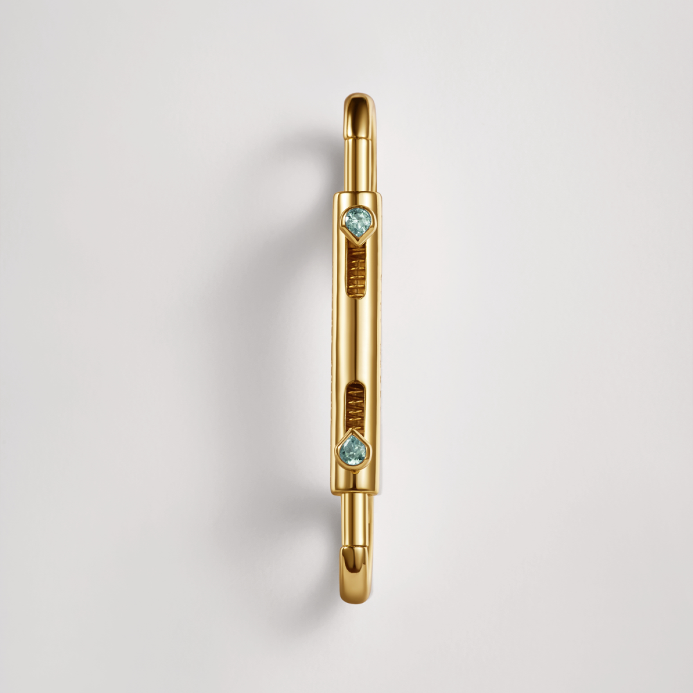 Dual Clasp Keychain with Ocean Blue Zirconia signed Miles Chamley-Watson