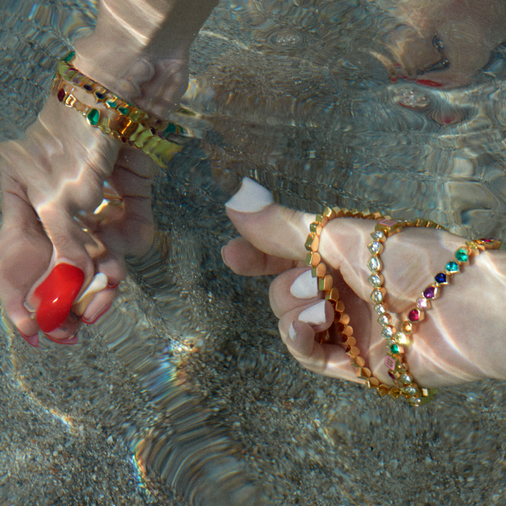 Tennis Bracelet with lab-grown Rainbow Gemstones