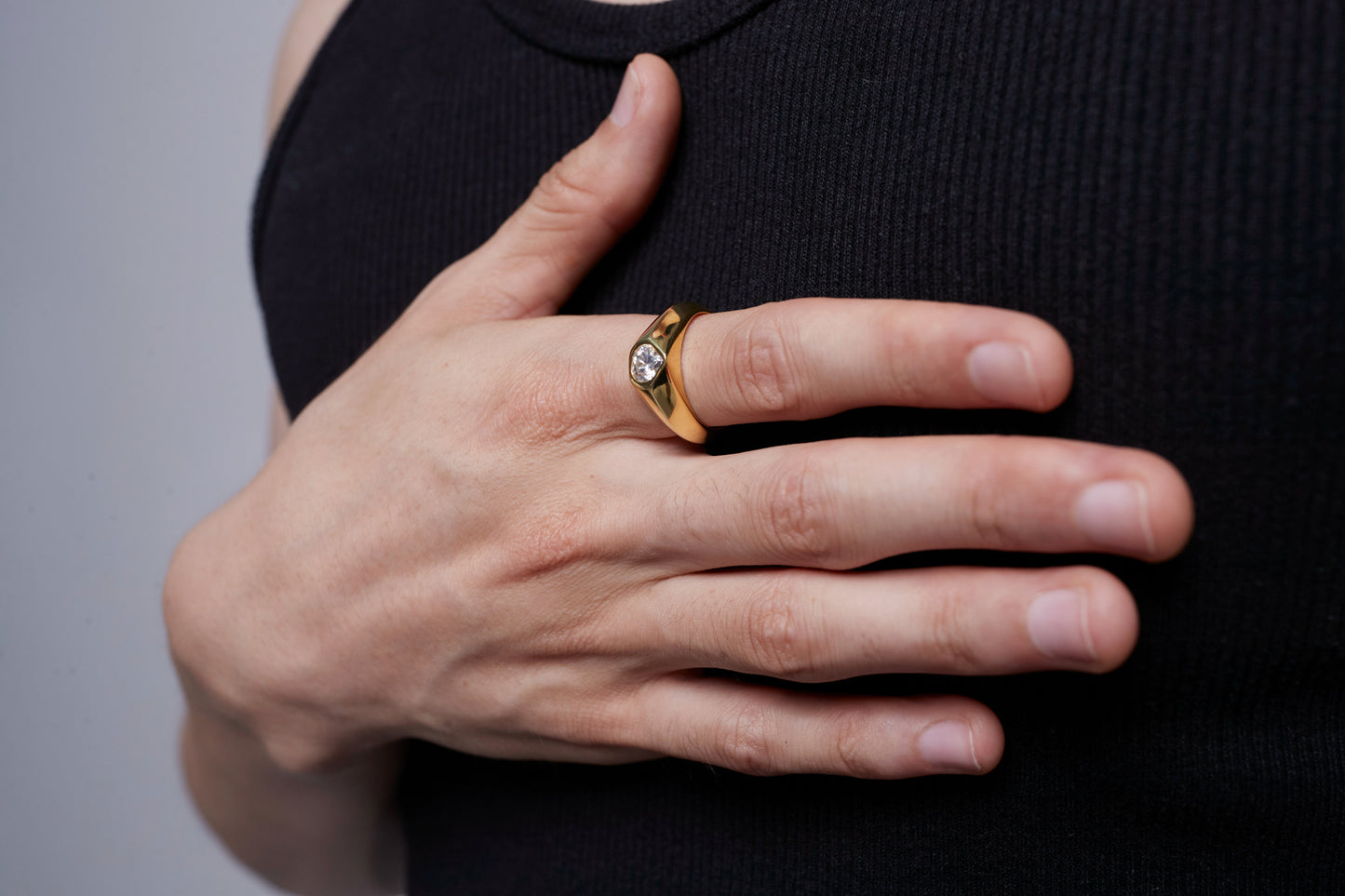 Signet Ring with Lab-Grown Diamond