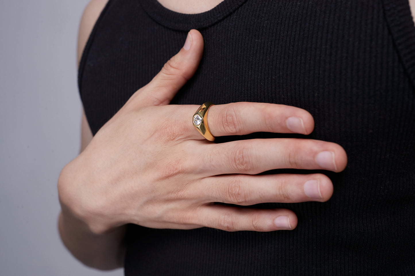 Signet Ring with Lab-Grown Diamond