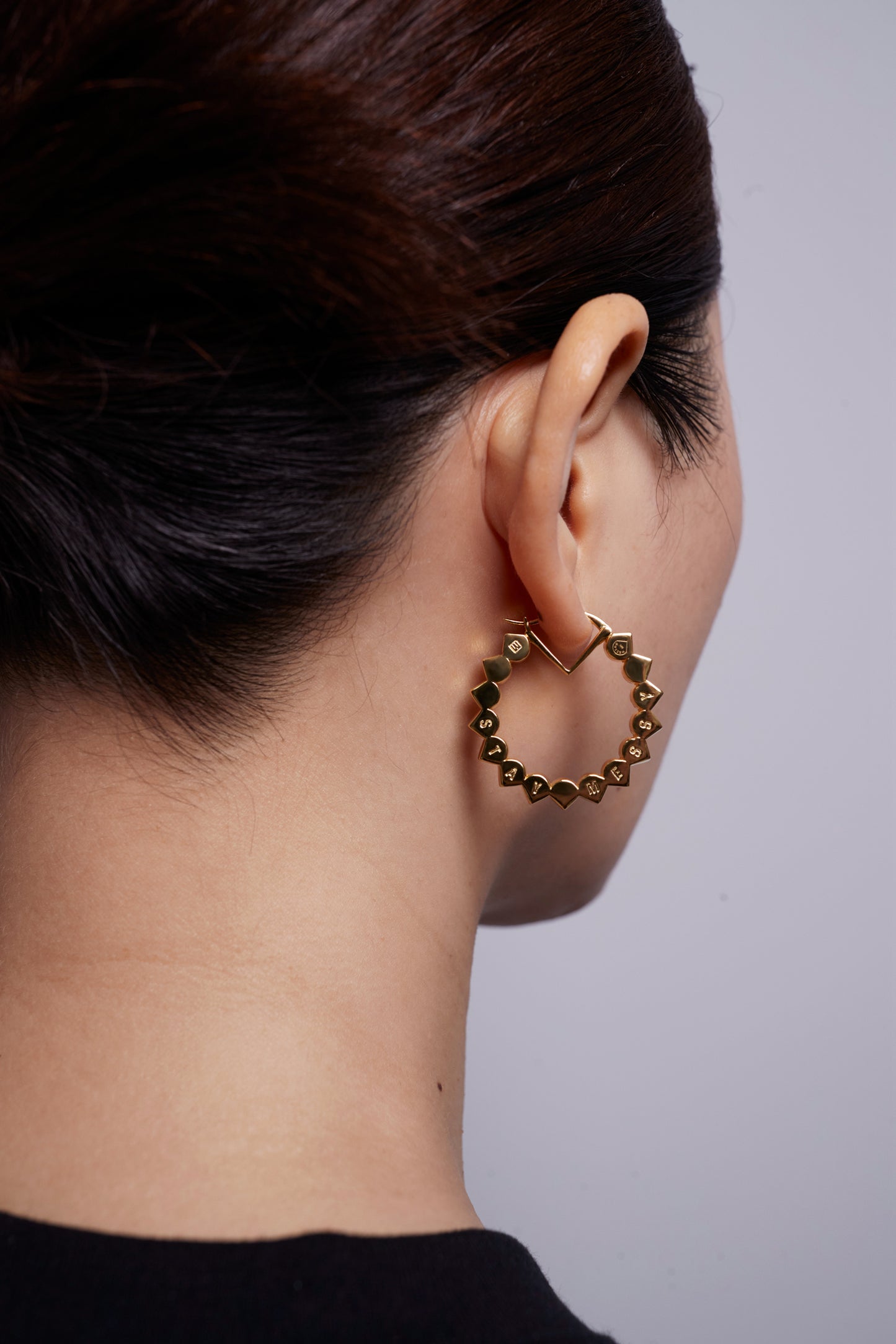 Spiky Hoop Earring with Lab-Grown Rainbow Gemstones