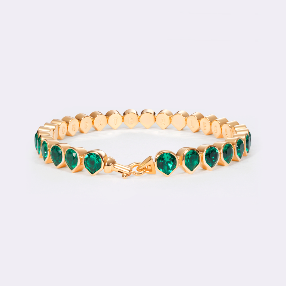 Tennis Bracelet with lab-grown Muzo Green Emeralds signed Miles Chamley-Watson