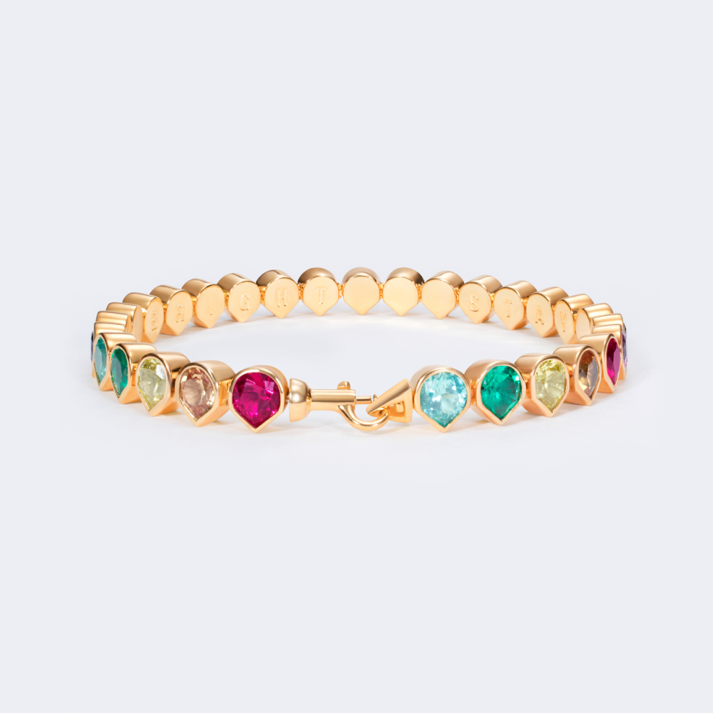 Tennis Bracelet with lab-grown Rainbow Gemstones