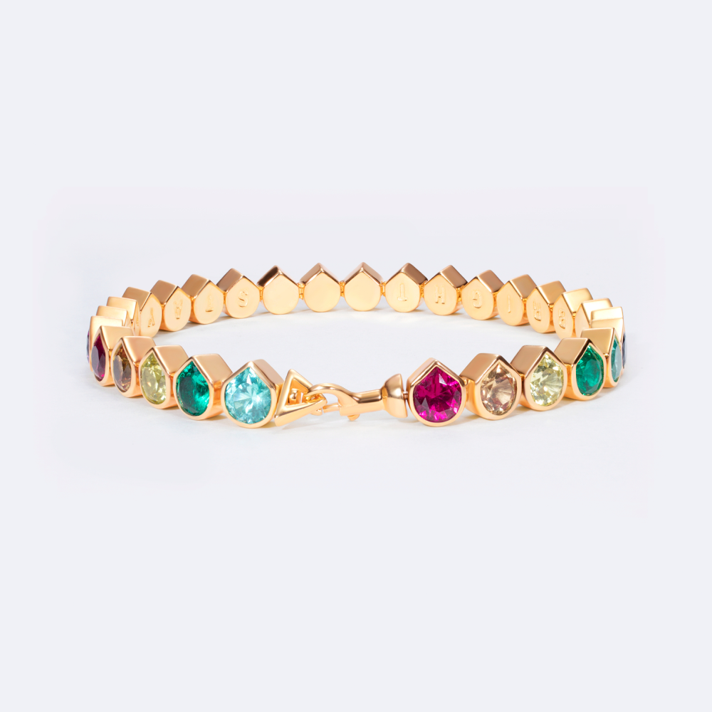 Tennis Bracelet with lab-grown Rainbow Gemstones