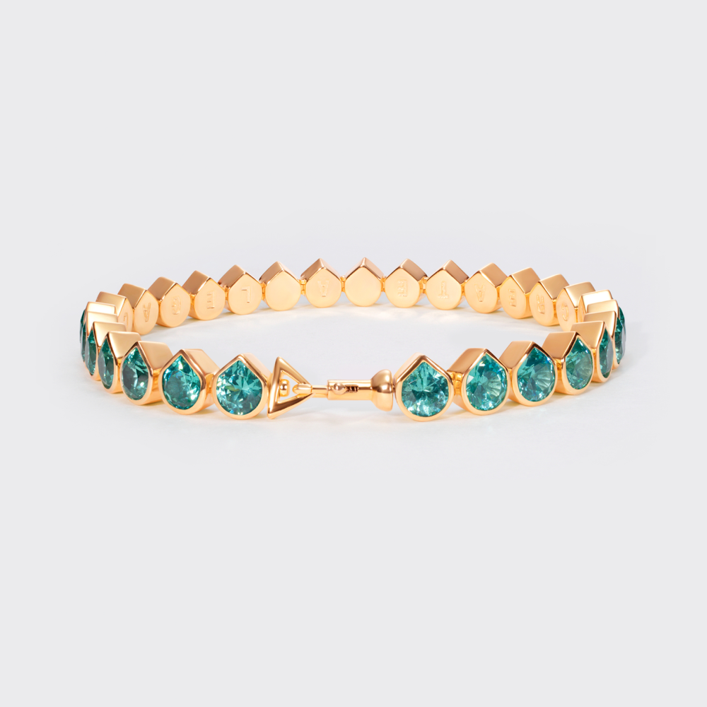 Tennis Bracelet with lab-grown YAG Paraiba signed Miles Chamley-Watson