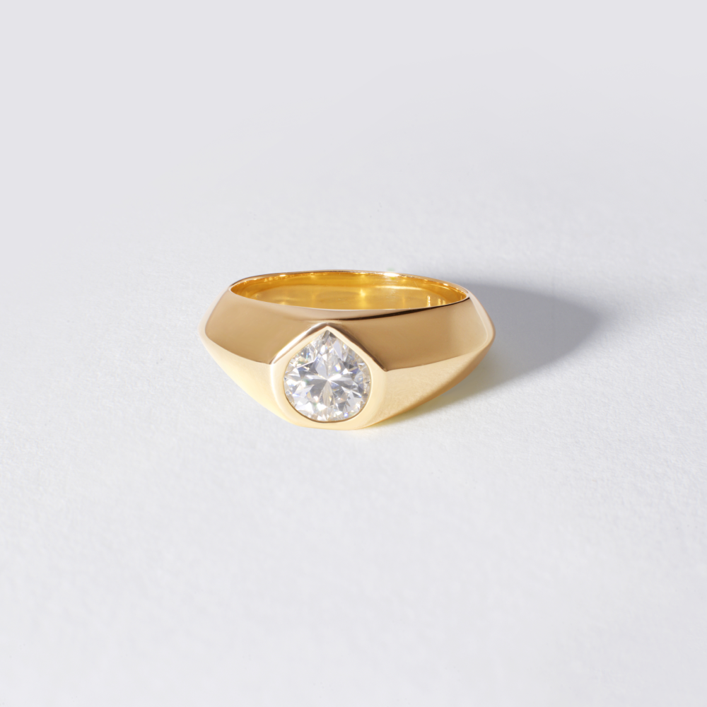 Signet Ring with Lab-Grown Diamond