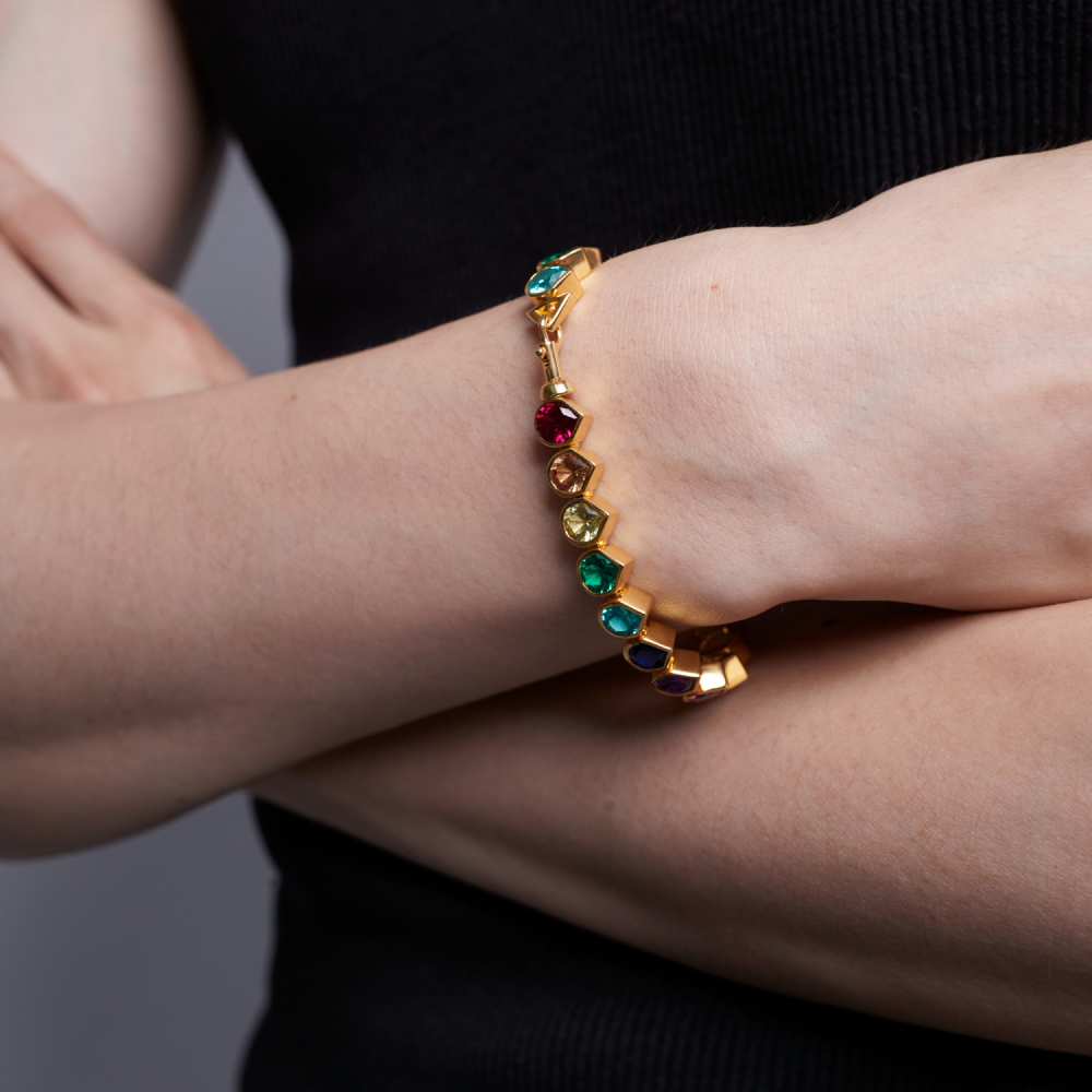 Tennis Bracelet with lab-grown Rainbow Gemstones